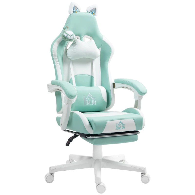 Image of HOMCOM HOMCOM Gaming Chair with Footrest, Reclining Computer Chair, Light Blue Light Blue One Size Unisex 5063603041417