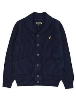 Image of Lyle & Scott Lyle & Scott Boys Shawl Collar Knitted Cardigan, Navy, Size Age: 12-13 Years