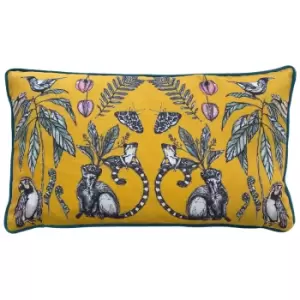 Image of Wild Mirrored Creatures Cushion Yellow, Yellow / 30 x 50cm / Polyester Filled