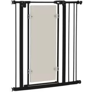 Image of Pawhut - 76-92cm Adjustable Pressure Fit Pet Safety Gate Dog Barrier, Black