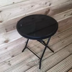 Image of H46 x ⌀40cm Round Black Glass Folding Garden Furniture Side Table