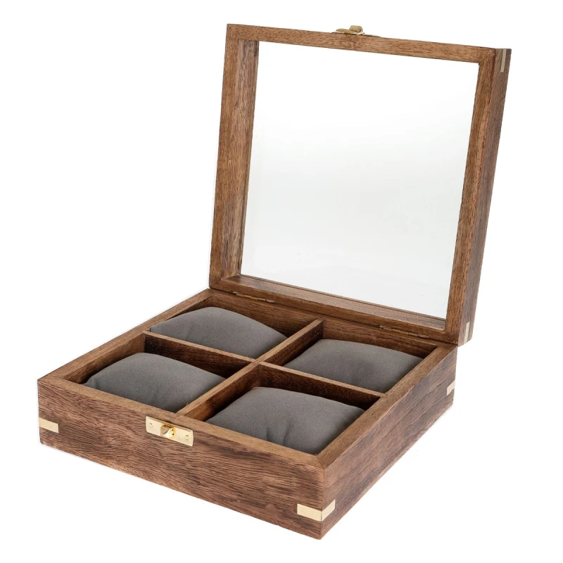 Image of Harvey Makin Wooden Watch Box Holds 4 Watches Multi unisex