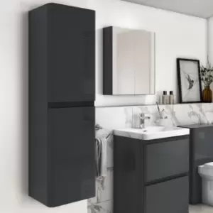 Image of Dark Grey Wall Hung Tall Bathroom Cabinet 400mm - Pendle
