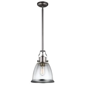 Image of 1 Light Medium Dome Ceiling Pendant Satin Nickel, E27