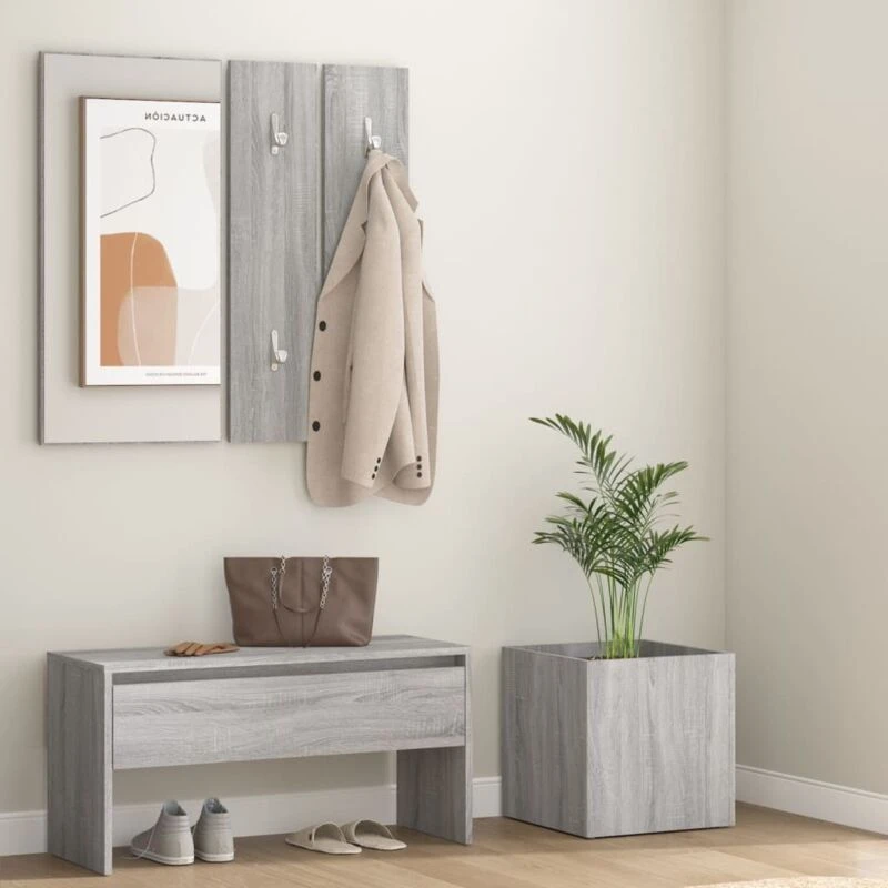 Image of VIDAXL Hallway Furniture Set Grey Sonoma Engineered Wood Vidaxl 8720287155508