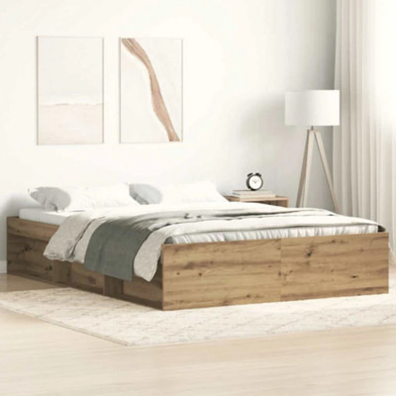 Image of Vidaxl Bed Frame Without Mattress Artisan Oak 120X190Cm Small Double Engineered Wood