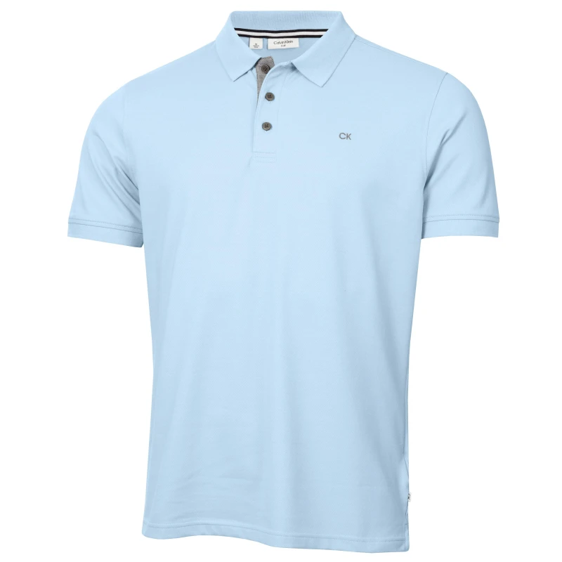 Image of Calvin Klein Golf Mens Short Sleeve Performance Polo Shirt Skyblue male Small