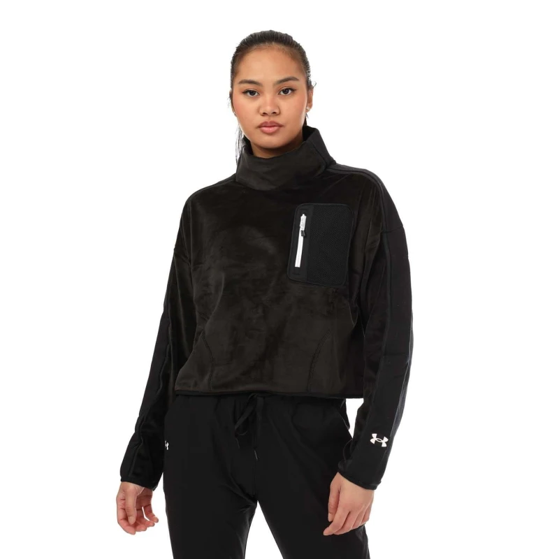 Image of Under Armour UA Journey Fleece Mock Neck Top - Black 4
