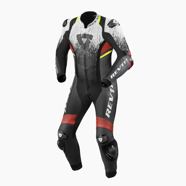 Image of REV'IT! Quantum 2 One Piece Racing Suit White Neon Red Size 52