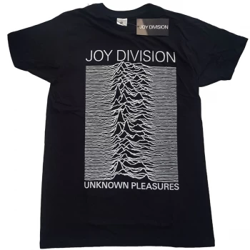 Image of Joy Division - Unknown Pleasures White On Black Unisex Medium T-Shirt - Black