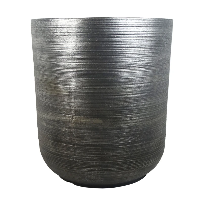 Image of N/A 39cm x 33cm Coya Silver Ridged Planter Large Composite Plant Pot