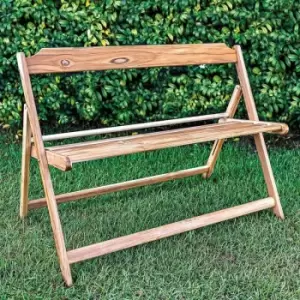 Image of Dawsons Living - Teak Wood 2 Seater Foldable Garden Furniture Bench ideal for Patio Area