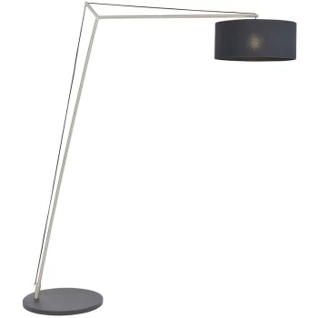 Image of Merano Ravenna Floor Lamp Matt Nickel Plate & Black Cotton Fabric