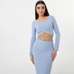 Image of Jack Wills Ribbed Cross Over Top - Grey