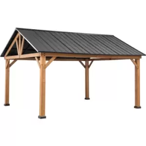 Image of Cedar wood Gazebo REBRA in Black - 465cm x 404cm