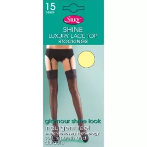 Image of Silky Womens/Ladies Shine Lace Stockings (1 Pair) (Medium (5ft-5ft8a)) (Cream)
