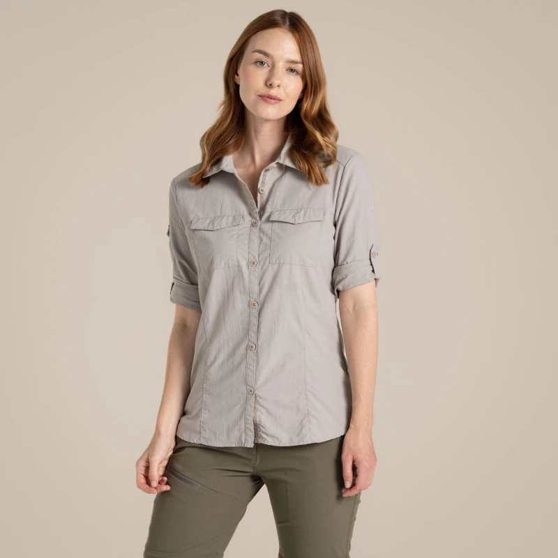 Image of Craghoppers Womens Nosilife Adventure' Long Sleeved Shirt With Insect Repellent Technology in Orange Size: 20 Orange Female 20