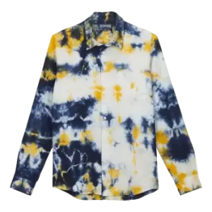 Image of Men Linen Shirt Tie & Dye - Caroubis - Blue - Size M - Vilebrequin