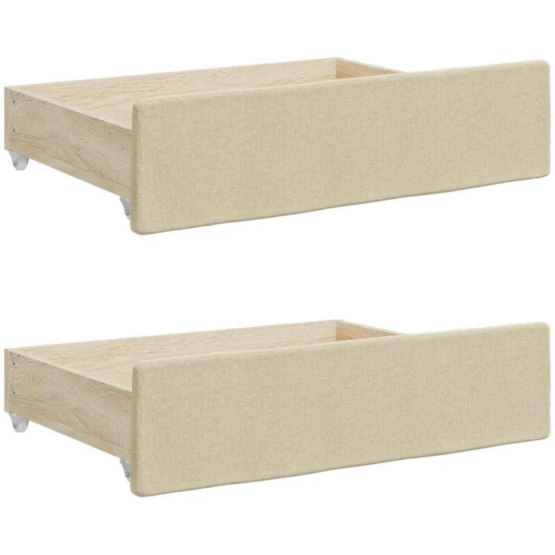 Image of Vidaxl Bed Drawers 2 Pcs Cream Engineered Wood And Fabric, Cream 833914