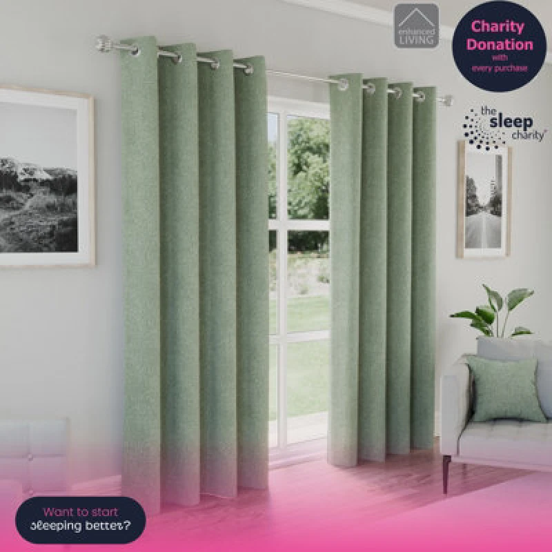 Image of Austin Thermal Ready Made Eyelet Blackout Curtains Green