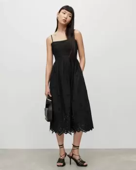 Image of AllSaints Whitley Broderie Midi Dress