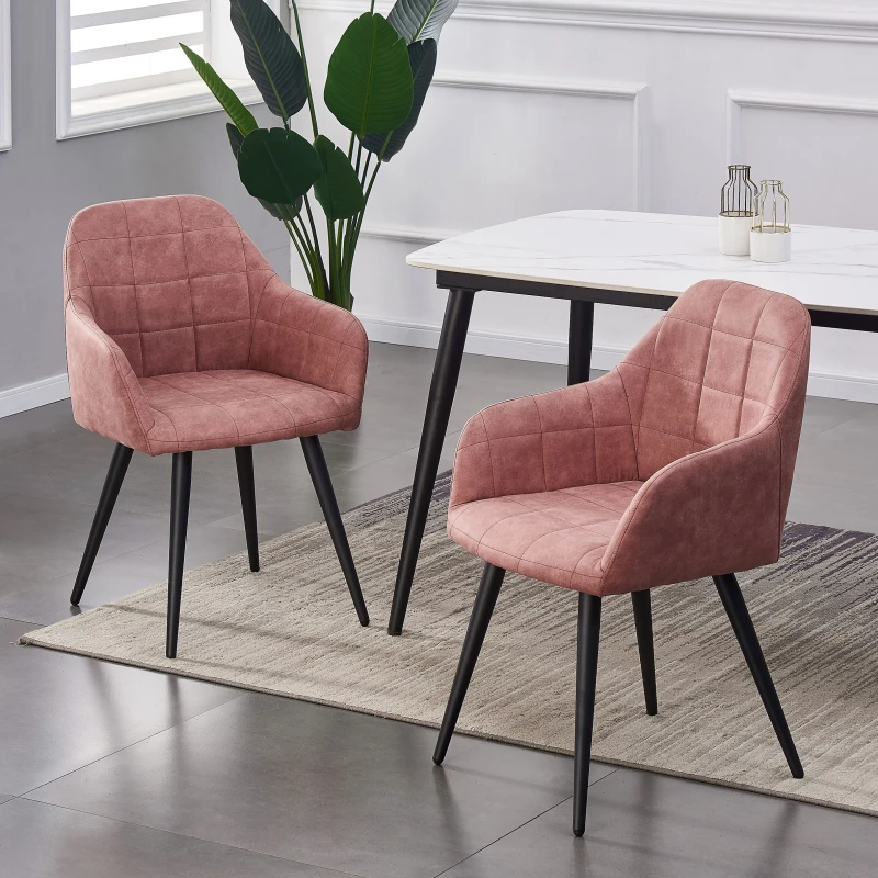Image of MCC DIRECT Set of 2 Faux Matte Suede Leather Dining Chairs Accent home & restaurants Adrian pink AH1016