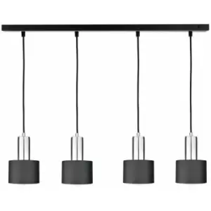 Image of Keter Luce Bar Pendant Ceiling Light Black, Silver, 100cm, 4x E27
