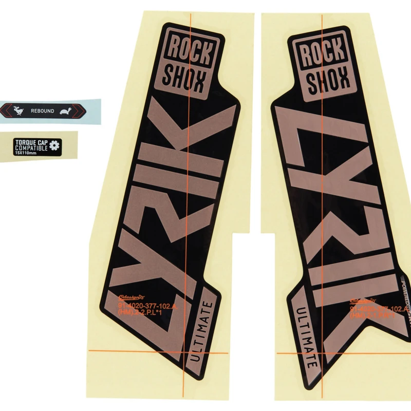 Image of Sram Rockshox Fork Decal Kit Lyrik Ultimate 2729 2021 MATTE COPPER FOILHIGH GLOSS BLACK NO SIZE MATTE COPPER FOIL/HI
