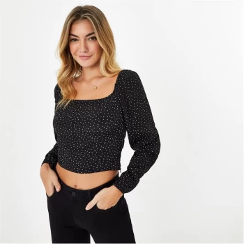 Image of Jack Wills Square Neck Top - Black Print
