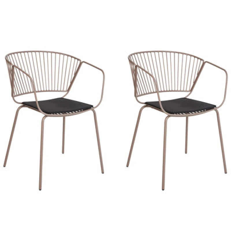 Image of Beliani Set Of 2 Dining Chairs Rigby Metal Beige