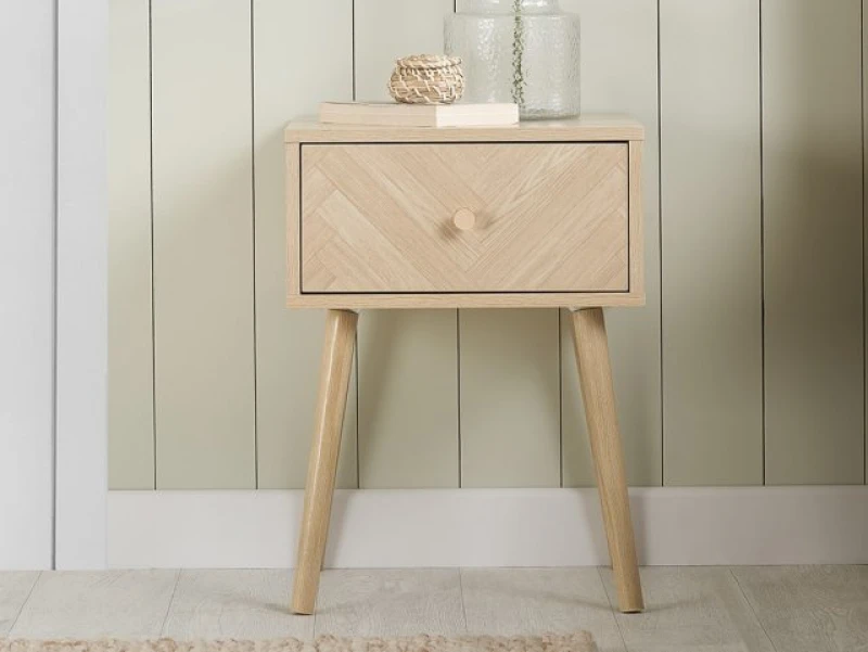Image of Birlea Herringford Light Oak 1 Drawer Bedside Table