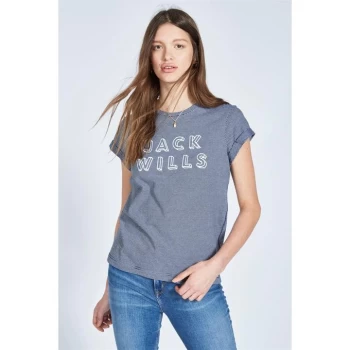 Image of Jack Wills Sophie Graphic Boyfriend T-Shirt - Navy/White