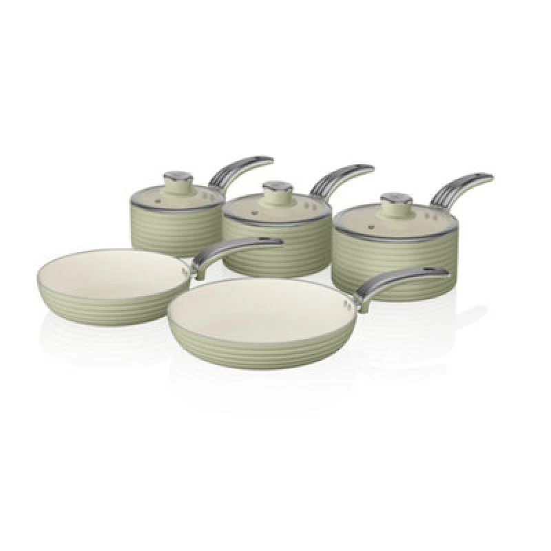 Image of Swan Swan SWPS5020GN - Retro 5 Piece Pan Set Green 12897