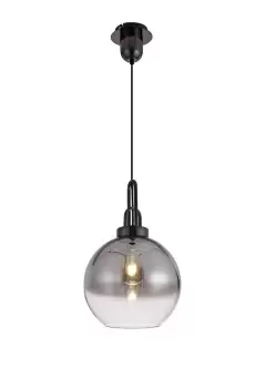 Image of Dome Ceiling Pendant E27 With 30cm Globe Glass, Black Chrome, Matt Black, Smoked, Clear
