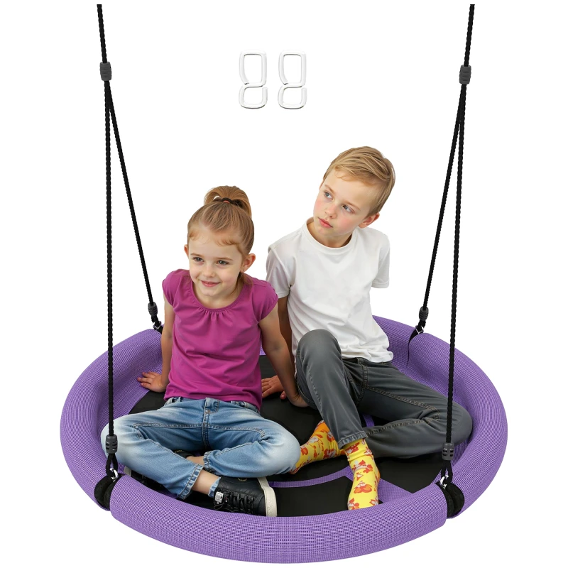 Image of AIYAPLAY Nest Swing Seat, 100cm Saucer Tree Swing Set for Kids, Purple Purple