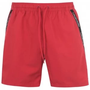 Image of Calvin Klein Calvin Diagonal Tape Swim Shorts - Red 654