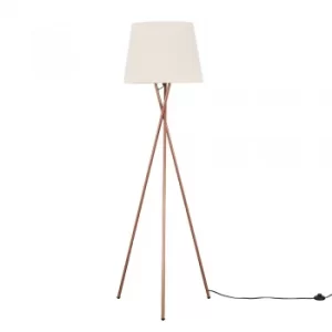 Image of Camden Copper Tripod Floor Lamp with XL Beige Aspen Shade