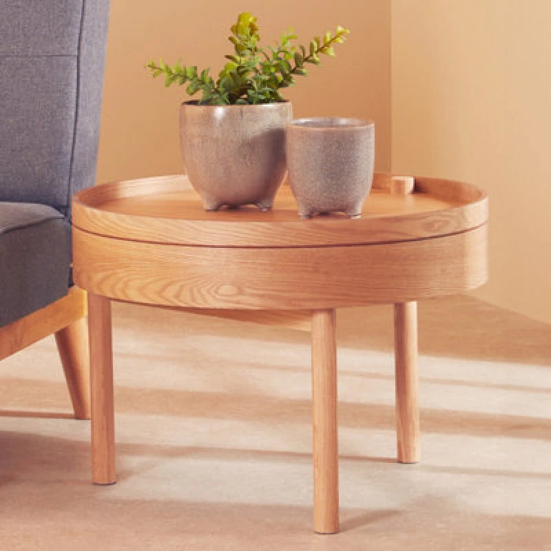 Image of Premier Housewares Viborg Revolving Top Side Table Natural