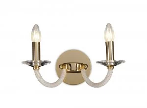 Image of Wall Lamp Switched 2 Candle Light Gold, Crystal