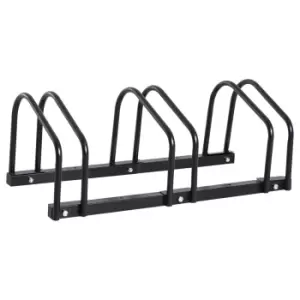 Image of HOMCOM 3-Bicycle Stand Parking Rack - Black