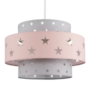 Image of Value Essentials Weaver Blush Pink and Dark Grey Star Pendant Shade