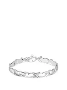 Image of Simply Silver Sterling Silver 925 Heart Kiss Bracelet