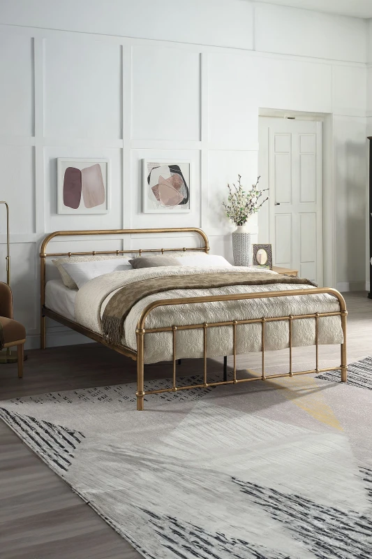 Image of SlumberWorx Tewin Vintage Hospital Style Metal Bed Frame Bronze