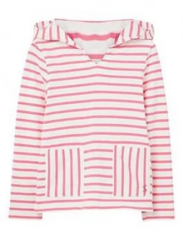 Image of Joules Girls Astbury Stripe Hoodie - White/Pink