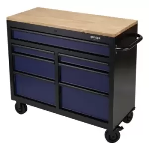 Image of Draper 08222 BUNKER Workbench Roller Tool Cabinet, 7 Drawer, 41", Blue