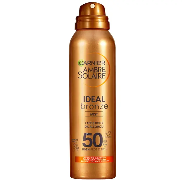 Image of Garnier Ambre Solaire Ideal Bronze Tanning Mist for Face and Body SPF 50 150ml
