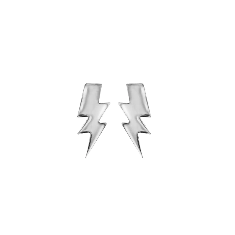 Image of Be You Sterling Silver Lightning Bolt Stud Earrings Sterling Silver female One Size