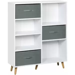 Image of Homcom - 7 Cube Storage Cabinet Shelving Unit with 3 Fabric Drawers White