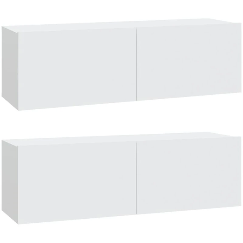 Image of Vidaxl Wall TV Cabinets 2 Pcs White 100X30X30 Cm Engineered Wood, White 804544