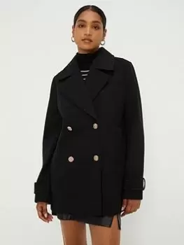 Image of Dorothy Perkins Longline Peacoat - Black Size M Women
